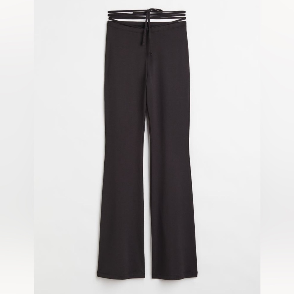 H&M Black Tie-Detail Waist Flare Leggings Size XS